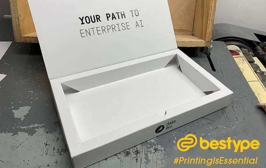 White box with Dataiku printed from Bestype Printing NYC