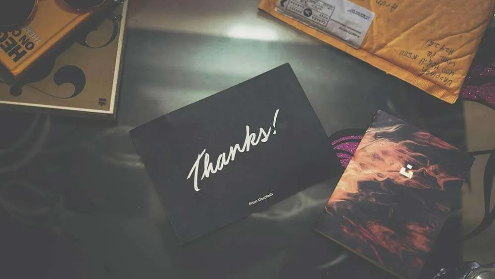 Thank you printed card