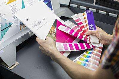 Color swatches being matched to paper