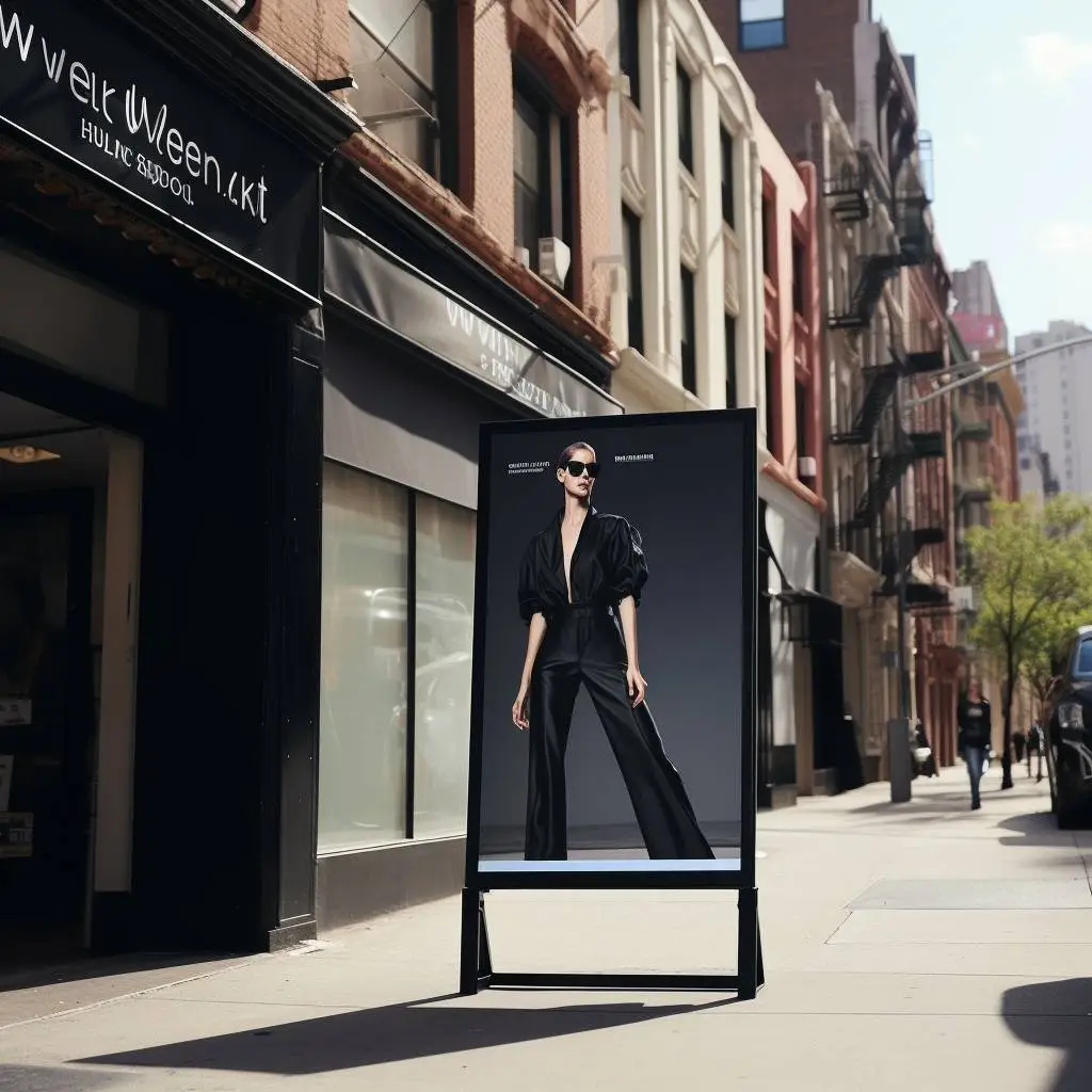 Sidewalk sign in NYC promoting Fashion Week